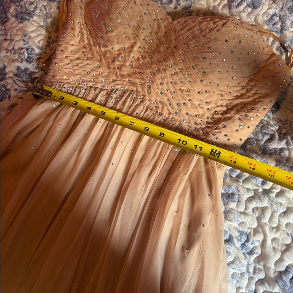 Elegant Peach ombré beaded Evening Gown - Picture 10 of 13